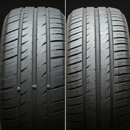 لاستیک با آج های نو و خورده شده